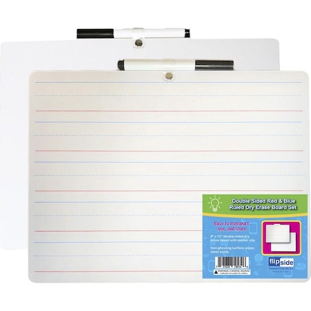 Flipside Dry-Erase Board, w/ Marker, 12"Wx1/10"Lx9"H, 12/PK, White PK FLP19134